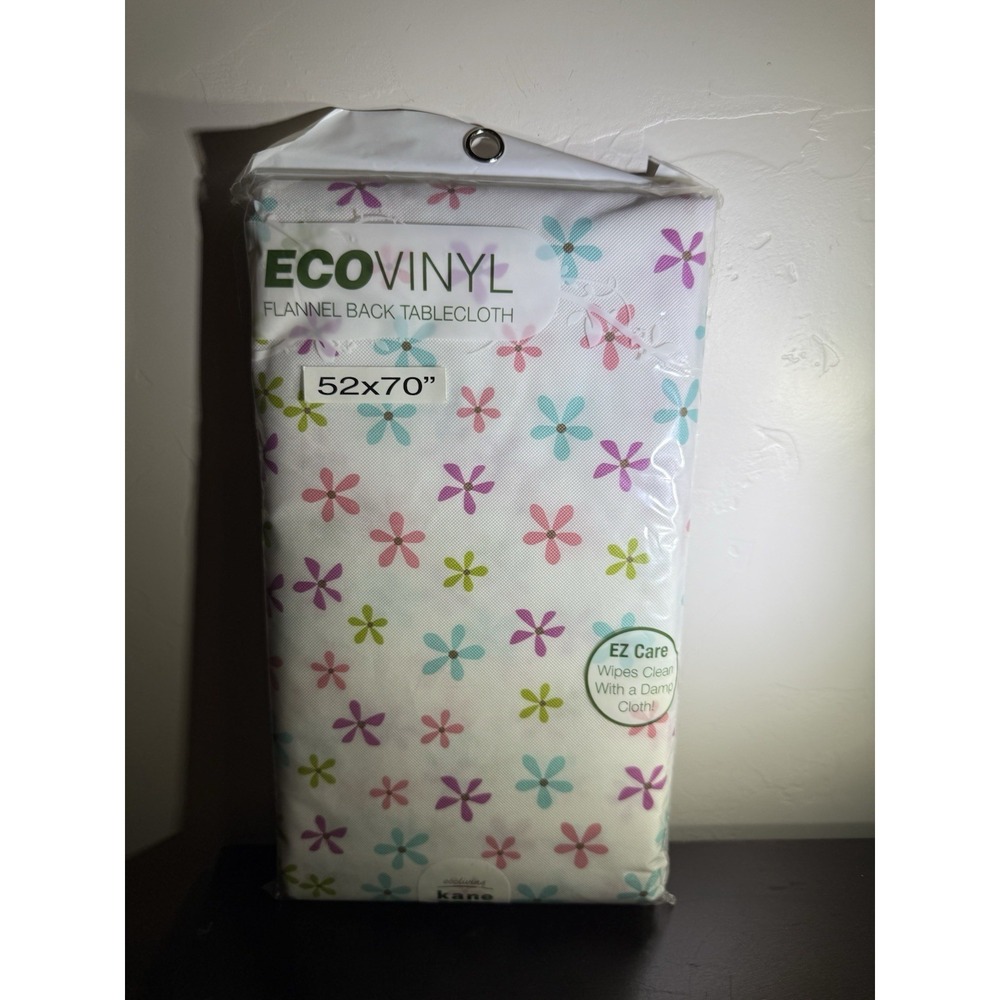 EcoVinyl Flannel Back Tablecloth, 52"x70" Oblong, MULTICOLOR Floral, Kane Home